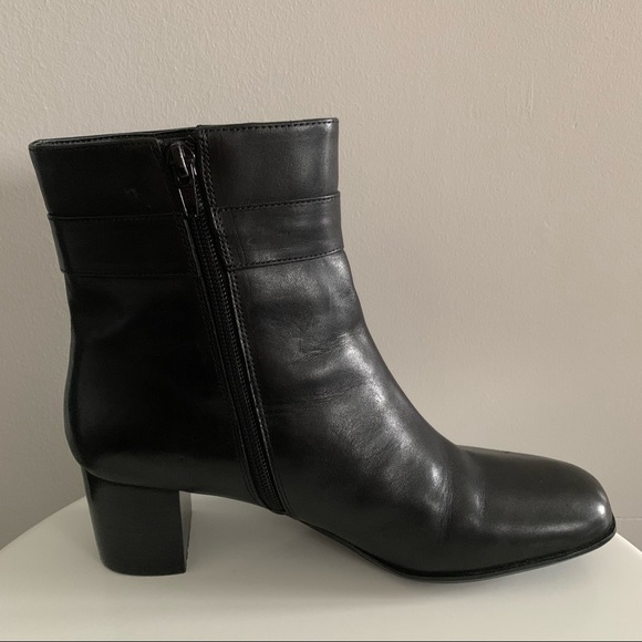 Nine West Primeo - Black Leather Ankle Boots with Heel - Size 8.5M - Picture 6 of 14